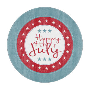 Glückwunsch 4. Juli Stars Glass Cutting Board Schneidebrett