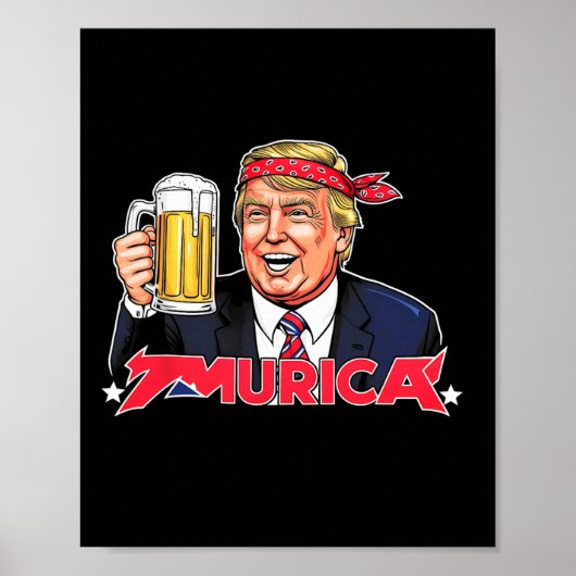 Glückwunsch 4. Juli Trump Amerikanische Flagge Mer Poster (Vorne)