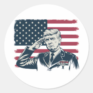 Glückwunsch 4. Juli Trumps amerikanische Flagge Runder Aufkleber