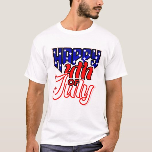Glückwunsch 4. Juli Typografie T-Shirt (Vorderseite)