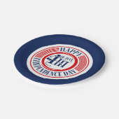 Glückwunsch 4. Juli Unabhängigkeitstag Abzeichen D Pappteller (Schrägansicht)