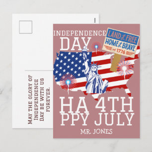 Glückwunsch 4. Juli Unabhängigkeitstag Amerika Par Feiertagspostkarte