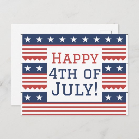 Glückwunsch 4. Juli Unabhängigkeitstag Party Postkarte (Vorne/Hinten)