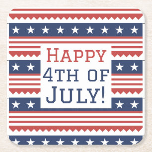 Glückwunsch 4. Juli Unabhängigkeitstag Party Rechteckiger Pappuntersetzer