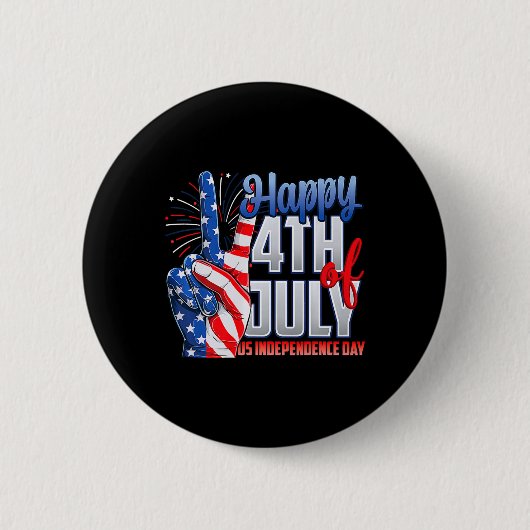 Glückwunsch 4. Juli Unabhängigkeitstag Patriot Fla Button (Vorderseite)