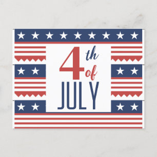 Glückwunsch 4. Juli Unabhängigkeitstag Rot Blau Postkarte