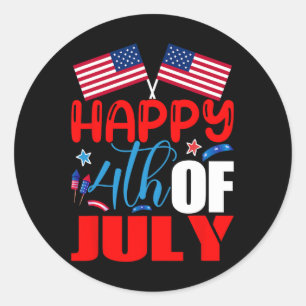 Glückwunsch 4. Juli Unabhängigkeitstag USA Fl Runder Aufkleber
