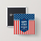 Glückwunsch 4. Juli US Flagge Button (Vorne & Hinten)