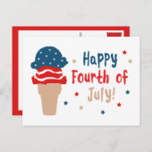 Glückwunsch 4. Juli US Flagge Eis Postkarte (Vorne/Hinten)