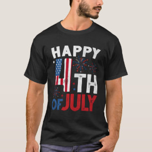 Glückwunsch 4. Juli US-Flagge Feuerwerk Feuerklapp T-Shirt