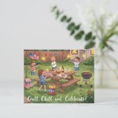 Glückwunsch 4. Juli US Flagge Postkarte (Stehend Vorderseite)