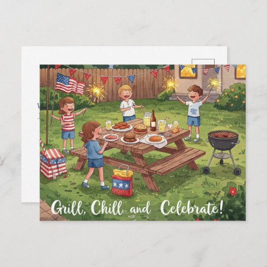 Glückwunsch 4. Juli US Flagge Postkarte (Vorne/Hinten)