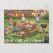 Glückwunsch 4. Juli US Flagge Postkarte (Vorderseite)