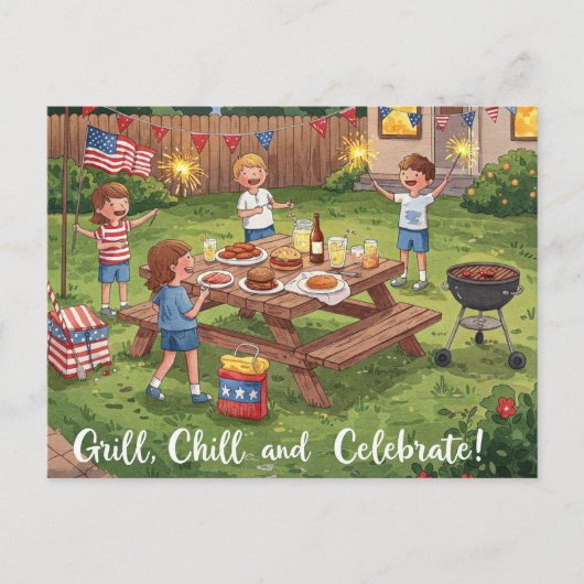 Glückwunsch 4. Juli US Flagge Postkarte (Vorderseite)