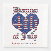 Glückwunsch 4. Juli US Flagge Typografie Pap Serviette (Vorderseite)