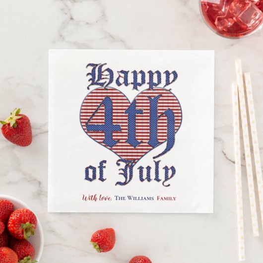 Glückwunsch 4. Juli US Flagge Typografie Serviette (Beispiel)