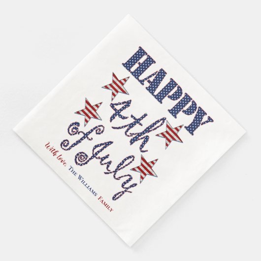 Glückwunsch 4. Juli US Flagge Typografie Serviette (Ecke)
