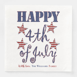 Glückwunsch 4. Juli US Flagge Typografie Serviette
