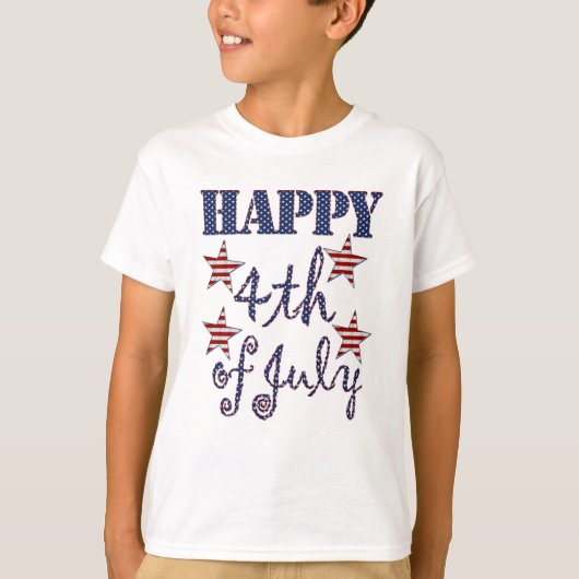 Glückwunsch 4. Juli US Flagge Typografie T-Shirt (Vorderseite)