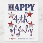Glückwunsch 4. Juli US Flagge Typografie Weinetikett (Einzelnes Label)
