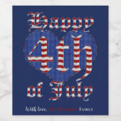 Glückwunsch 4. Juli US Flagge Typografie Win Weinetikett (Einzelnes Label)