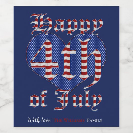 Glückwunsch 4. Juli US Flagge Typografie Win Weinetikett (Einzelnes Label)