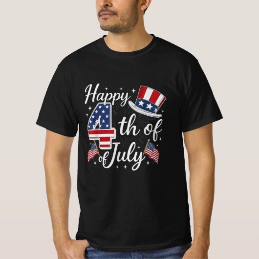 Glückwunsch 4. Juli USA Flag Patriotic T-Shirt (Vorderseite)