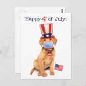 Glückwunsch 4. Juli Welpe in Face Mask Postkarte (Vorne/Hinten)