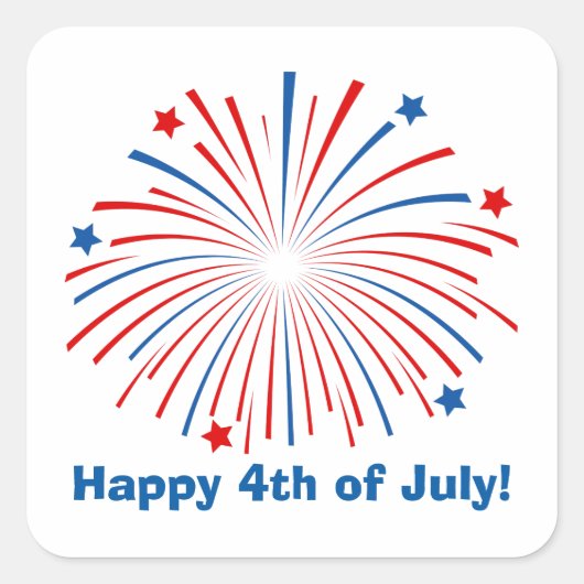 Glückwunsch 4. july Independence Day Party Aufkleb Quadratischer Aufkleber (Vorderseite)
