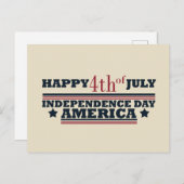 Glückwunsch 4. Tag der Unabhängigkeit Amerikas Feiertagspostkarte (Vorne/Hinten)