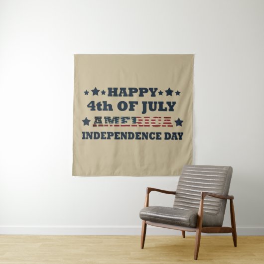 Glückwunsch 4. Tag der Unabhängigkeit Amerikas Wandteppich (Beispiel)