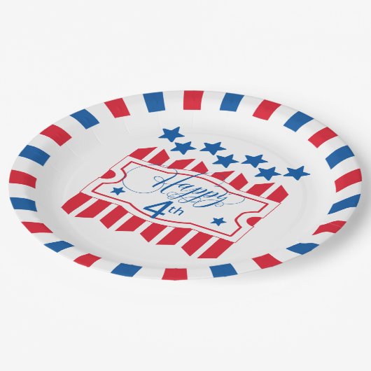 Glückwunsch 4. US Flagge ID138 Pappteller (Schrägansicht)