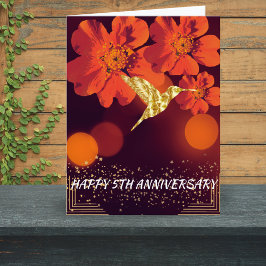 Glückwunsch 5. Hochzeitstag Orange Blume Bird Karte