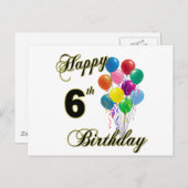 Glückwunsch 6. Geburtstagskarte und Geburtstagskar Postkarte (Vorne/Hinten)