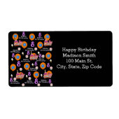 Glückwunsch 8. Geburtstagsadresse Labels, schwarz (Vorne)