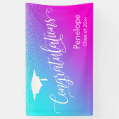 Glückwunsch Abschluss Aqua und Pink Ombre Banner (Vertikal)