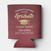 Glückwunsch Abschluss Brushed Burgundy Gold & Whit Dosenkühler (Rückseite)