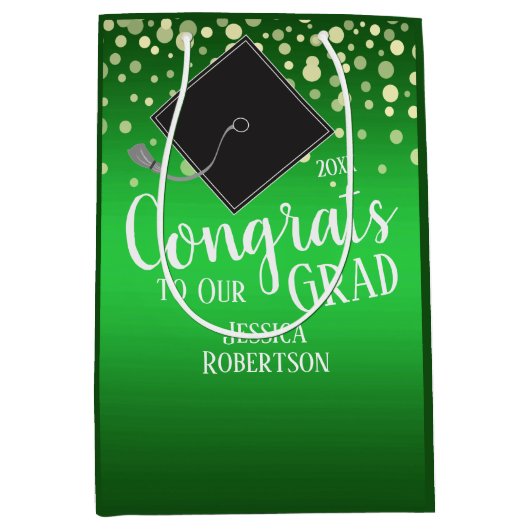 Glückwunsch Abschluss Class of 2020 Green Mittlere Geschenktüte (Vorderseite)