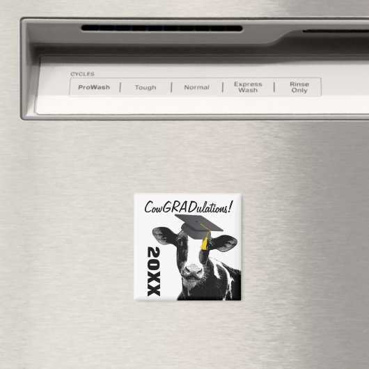 Glückwunsch Abschluss Funny Cow in Cap Magnet (In Situ (Geschirrspüler))