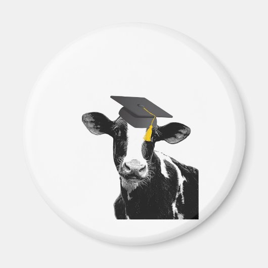 Glückwunsch Abschluss Funny Cow in Cap Magnet (Vorne)