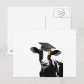 Glückwunsch Abschluss Funny Cow in Cap Postkarte (Vorne/Hinten)
