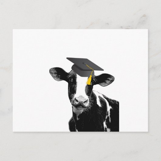 Glückwunsch Abschluss Funny Cow in Cap Postkarte (Vorderseite)