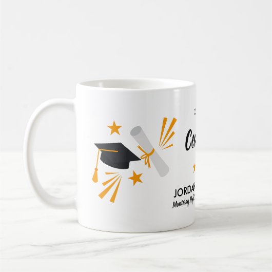 Glückwunsch Abschluss Grad Grad Grad Grad Name Kla Kaffeetasse (Links)