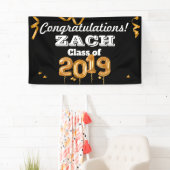 Glückwunsch-Abschluss-Klassen-Schwarzes/Goldfahne Banner (Insitu)