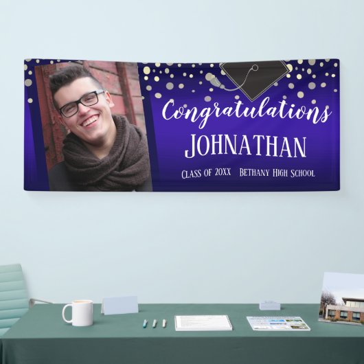 Glückwunsch Abschluss Lila Banner (Messe)