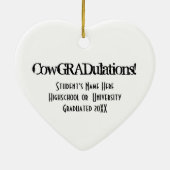 Glückwunsch-Abschluss-lustige Kuh in der Kappe Keramikornament (Hinten)