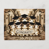 Glückwunsch Abschluss Vintage Katzen Postkarte (Vorderseite)