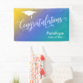 Glückwunsch Abschluss Yellow Blue Aquamarin Ombre Banner (Insitu)