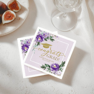 Glückwunsch Absolvent Lila Lavendel Floral Abschlu Serviette