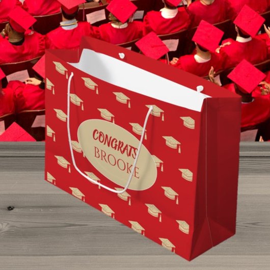 Glückwunsch Absolvent! Personalisierte rote Gesche Große Geschenktüte